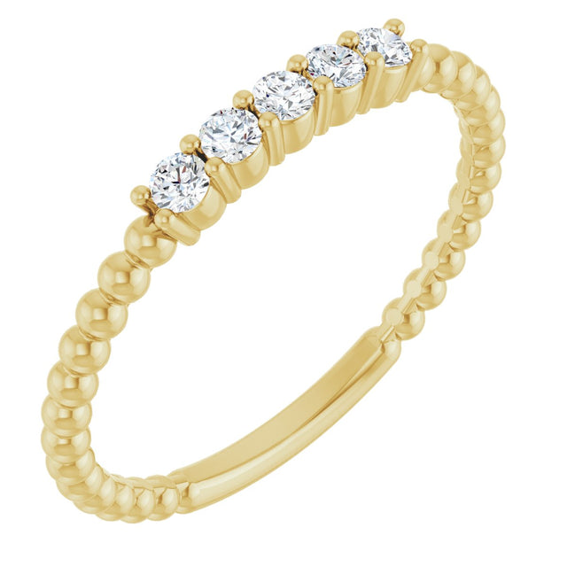14K Gold Round Natural Diamond Stackable Ring VIII - Yellow Gold