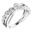 Platinum Round Natural White Sapphire Criss-Cross Bezel-Set Ring
