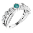 14K Gold Round Natural Alexandrite Criss-Cross Bezel-Set Ring - White Gold