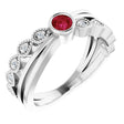 Platinum Round Natural Ruby Criss-Cross Bezel-Set Ring