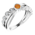 Platinum Round Natural Citrine Criss-Cross Bezel-Set Ring