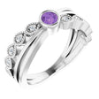 Platinum Round Natural Amethyst Criss-Cross Bezel-Set Ring