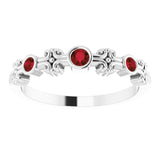 Platinum Round Natural Mozambique Garnet Bezel-Set Ring III - view 3