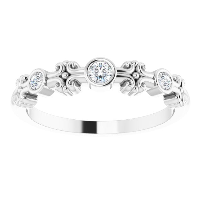 Platinum Round Natural Diamond Bezel-Set Ring III - view 3
