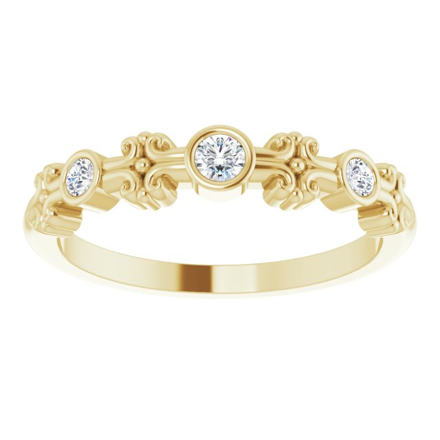 14K Gold Round Natural Diamond Bezel-Set Ring III - Yellow Gold - view 3