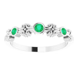 Platinum Round Lab-Grown Emerald Bezel-Set Ring III - view 3