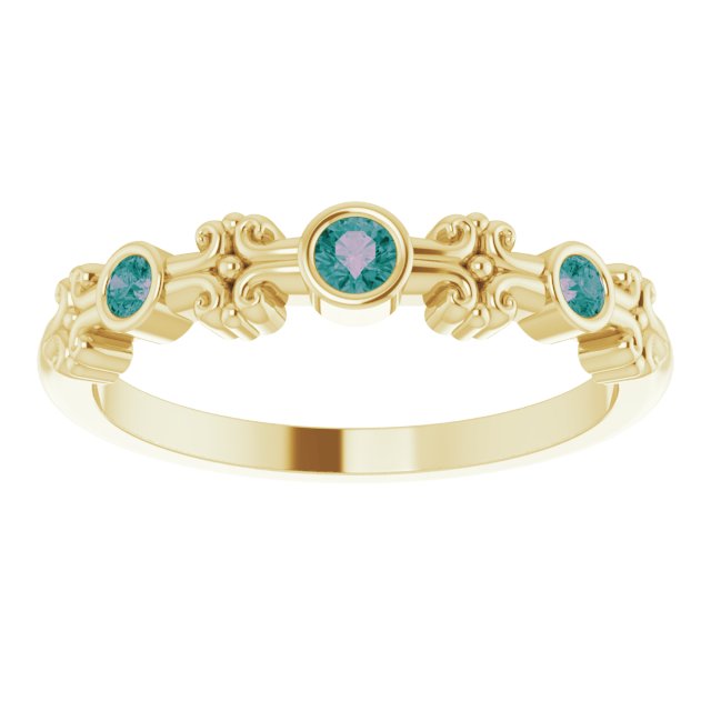 14K Gold Round Lab-Grown Alexandrite Bezel-Set Ring II - Yellow Gold - view 3