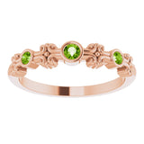 14K Gold Round Natural Peridot Bezel-Set Ring III - Rose Gold - view 3