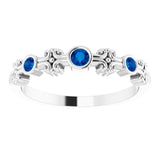 14K Gold Round Natural Blue Sapphire Bezel-Set Ring III - White Gold - view 3