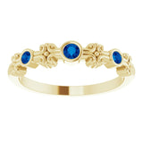 14K Gold Round Natural Blue Sapphire Bezel-Set Ring III - Yellow Gold - view 3