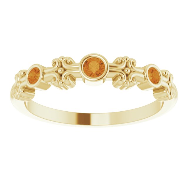 14K Gold Round Natural Citrine Bezel-Set Ring III - Yellow Gold - view 3