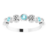 Platinum Round Natural Blue Zircon Bezel-Set Ring III - view 3