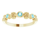 14K Gold Round Natural Blue Zircon Bezel-Set Ring III - Yellow Gold - view 3