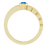14K Gold Round Natural Blue Sapphire Criss-Cross Bezel-Set Ring - Yellow Gold - view 2