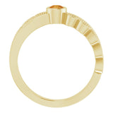 14K Gold Round Natural Citrine Criss-Cross Bezel-Set Ring - Yellow Gold - view 2