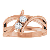 14K Gold Round Natural Diamond Two-Stone Ring - Rose Gold - view 3