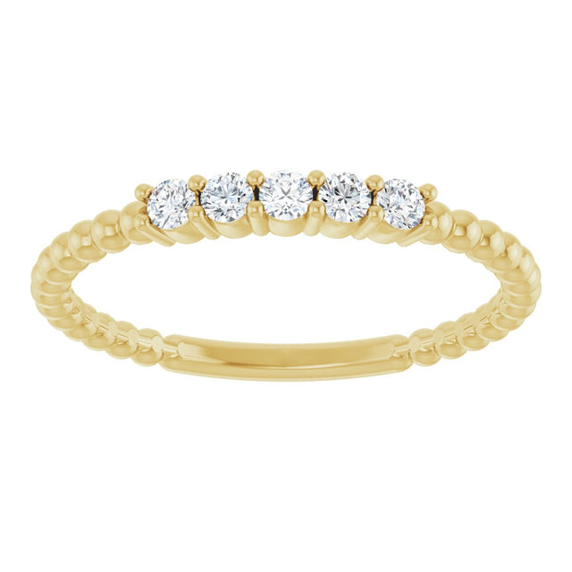 14K Gold Round Lab-Grown Diamond Stackable Ring – 2mm Stones - Yellow Gold - view 3