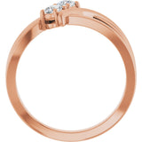 14K Gold Round Lab-Grown Diamond Two-Stone Ring - Rose Gold - view 2