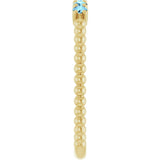 14K Gold Round Natural Aquamarine Stackable Ring – 2mm Stones - Yellow Gold - view 4