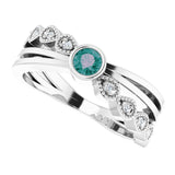 Platinum Round Natural Alexandrite Criss-Cross Bezel-Set Ring - view 5