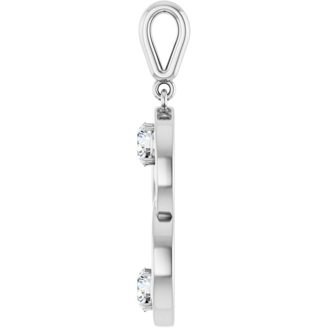 14K Gold Round Lab-Grown Diamond Two-Stone Circle Pendant - view 3