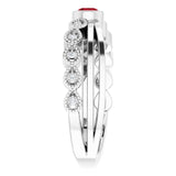 Platinum Round Natural Mozambique Garnet Criss-Cross Bezel-Set Ring - view 4
