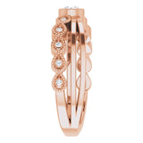 14K Gold Round Natural White Sapphire Criss-Cross Bezel-Set Ring - Rose Gold - view 4
