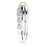 14K Gold Round Natural Peridot Criss-Cross Bezel-Set Ring - White Gold - view 4