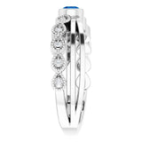 Platinum Round Natural Blue Sapphire Criss-Cross Bezel-Set Ring - view 4