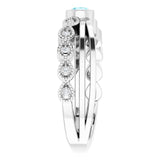 Platinum Round Natural Blue Zircon Criss-Cross Bezel-Set Ring - view 4