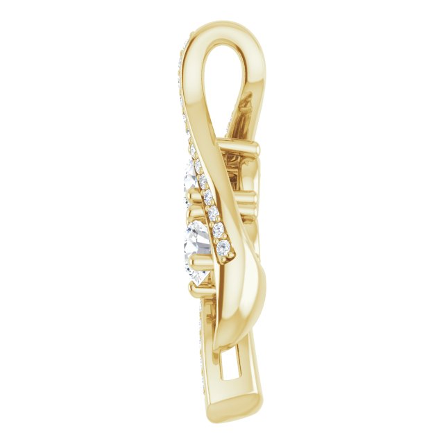 14K Gold Round Natural Diamond Two-Stone Pendant - view 3