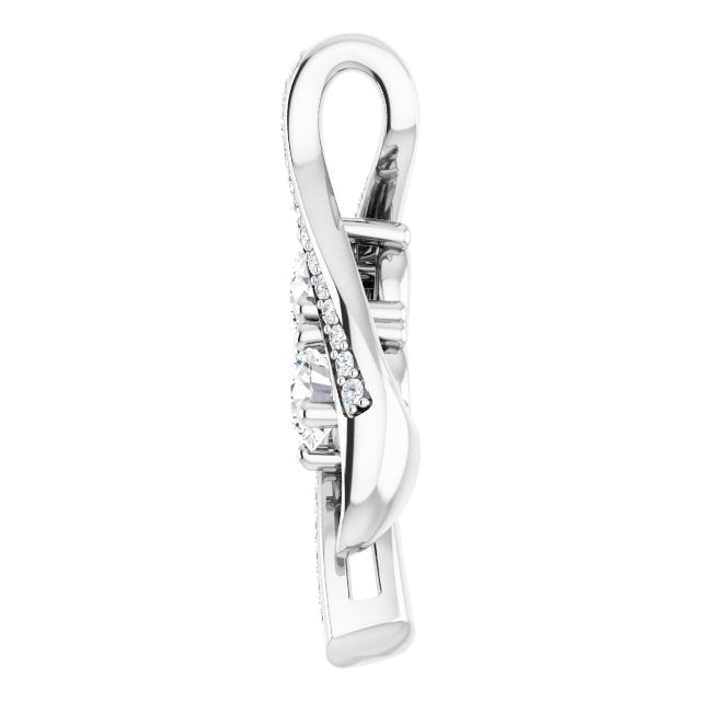 Platinum Round Natural Diamond Two-Stone Pendant - view 3