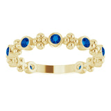 14K Gold Round Lab-Grown Blue Sapphire Beaded Ring – 2mm Stones - Yellow Gold - view 3