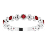 Platinum Round Natural Mozambique Garnet Beaded Ring – 2mm Stones - view 3