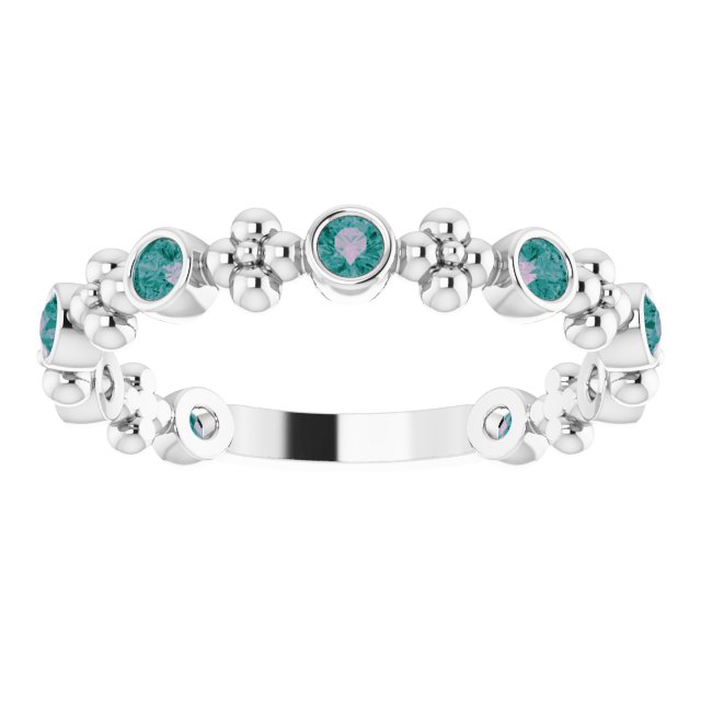 Platinum Round Natural Alexandrite Beaded Ring – 2mm Stones - view 3