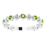 Platinum Round Natural Peridot Beaded Ring – 2mm Stones - view 3