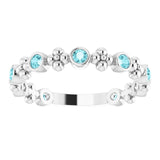 14K Gold Round Natural Blue Zircon Beaded Ring – 2mm Stones - White Gold - view 3