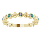 14K Gold Round Lab-Grown Alexandrite Beaded Ring – 2mm Stones - Yellow Gold - view 3