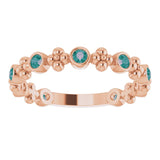 14K Gold Round Lab-Grown Alexandrite Beaded Ring – 2mm Stones - Rose Gold - view 3