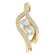 14K Gold Round Natural Diamond Two-Stone Pendant