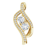 14K Gold Round Natural Diamond Two-Stone Pendant