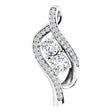 Platinum Round Natural Diamond Two-Stone Pendant