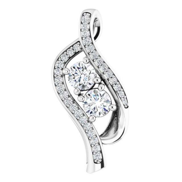 Platinum Round Natural Diamond Two-Stone Pendant
