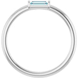 Platinum Natural Sky Blue Topaz Birthstone Stackable Ring – 4x2 mm Straight Baguette - view 7
