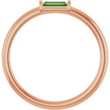 14K Gold Natural Green Tourmaline Birthstone Stackable Ring – 4x2 mm Straight Baguette - Rose Gold - view 7