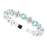 14K Gold Round Natural Blue Zircon Beaded Ring – 2mm Stones - White Gold - view 5