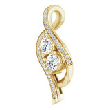 14K Gold Round Natural Diamond Two-Stone Pendant - view 2