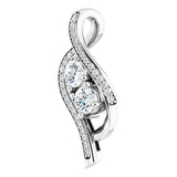 Platinum Round Natural Diamond Two-Stone Pendant - view 2