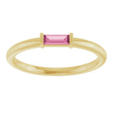 14K Gold Natural Pink Tourmaline Birthstone Stackable Ring – 4x2 mm Straight Baguette - Yellow Gold - view 8