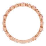 14K Gold Round Natural Pink Tourmaline Beaded Ring – 2mm Stones - Rose Gold - view 2
